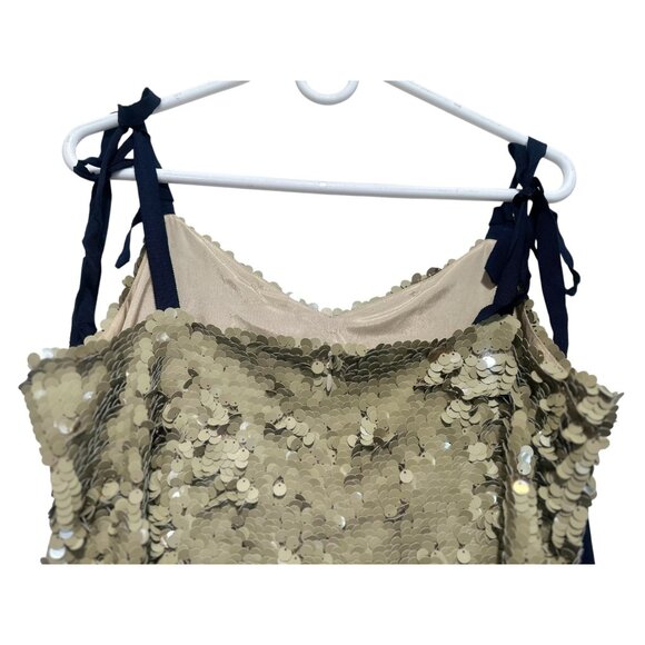 J.Crew Collection Desert Canyon Sequins Midi Dress 12 Gold Tie Shoulders Party - Picture 15 of 15